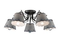 Plafoniera Classica Ravenna Metallo E Ceramica Nero Sfumato Argento 5 Luci E14 [EEK: A++]
