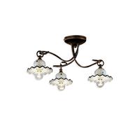 Plafoniera Classica Roma Metallo E Ceramica Nero Sfumato Rame 3 Luci E14