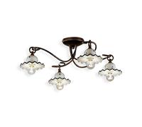 Plafoniera Classica Roma Metallo E Ceramica Nero Sfumato Rame 4 Luci E14