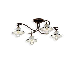 Plafoniera Classica Roma Metallo E Ceramica Nero Sfumato Rame 4 Luci E14 [EEK: A++]