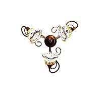 Plafoniera classica rustica in ceramica siciliana 3 luci coll. Fiore