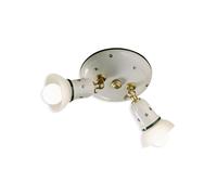 Plafoniera Classica Savona Ceramica E Ottone Satinato Decorato 2 Luci E14