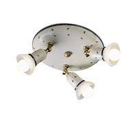 Plafoniera Classica Savona Ceramica E Ottone Satinato Decorato 3 Luci E14