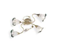 Plafoniera Classica Siena Metallo E Ceramica Bianco Sfumato Oro 4 Luci E14