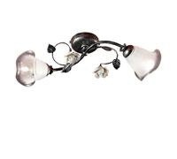Plafoniera Classica Siena Metallo E Ceramica Nero Sfumato Argento 2 Luci E14