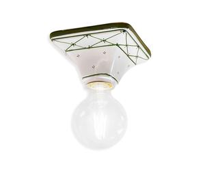 Plafoniera Classica Trieste Bianco Decorato Filo Verde Prato 1 Luce E27