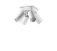 DYNAMITE FARETTO BIANCO ORIENTABILE 4 LUCI ATTACCO GU10 LAMPADINA INCLUSA BASE QUADRATA FARETTI TONDI