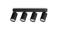 DYNAMITE FARETTO NERO ORIENTABILE 4 LUCI ATTACCO GU10 38,5CM LAMPADINA INCLUSA TONDO