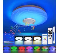 Plafoniera con Cassa Bluetooth LED Soffitto Dimmerabile Lampada con Telecomando 36W Lampadario RGB Musica Smart Camera da Letto+LED USB Cameretta Bambini Cucina Luce Ragazzi Ragazza AltoparlanteØ28CM