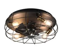 Plafoniera con Ventilatore da Interno Attacco E27 Ø50 cm Metallo Nero Opaco