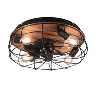 Plafoniera con Ventilatore da Interno Attacco E27 Ø50 cm Metallo Nero Opaco