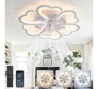Plafoniera Con Ventilatore Da Soffitto Con Luce E Telecomando, Lampadario Con Ventola Fiore LED Dimmerabile, Motore DC Reversibile, Funzione Di Memoria, Silenzioso Per Camera Da Letto Soggiorno Studio