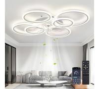 Plafoniera Con Ventilatore,ventilatore Da Soffitto Da 85W,lampadario Ventilatore A LED Dimmerabile Da 100cm,Lampadario Con Ventola A 6 Velocità Con Luce,adatto Per Camera Da Letto,soggiorno,Bianco