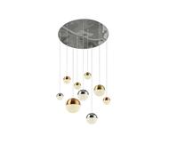 Plafoniera Contemp Pianeti Acciaio Cromo Policarbonato Ottone Led 78W 4000K