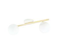 Plafoniera Contemporanea 2 Luci Eracle In Acciaio Oro E Sfere Vetro Bianco [EEK: A++]