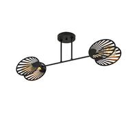 Plafoniera Contemporanea 2 Luci Tallia In Acciaio Nero E Oro
