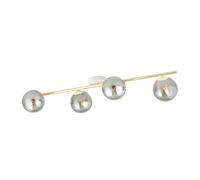Plafoniera Contemporanea 4 Luci Eracle In Acciaio Oro/Bianco E Sfere Vetro Fumè [EEK: A++]