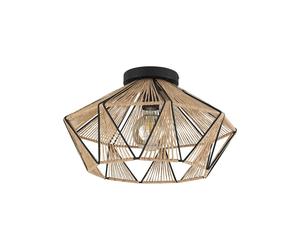 Plafoniera Contemporanea Adwickle 1 Luce Metallo Nero E Tessuto