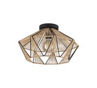 Plafoniera Contemporanea Adwickle 1 Luce Metallo Nero E Tessuto