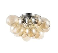 Plafoniera Contemporanea Baldo Metallo Nichel 4 Luci Diffusori Cognac