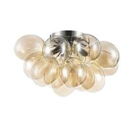 Plafoniera Contemporanea Balbo Metallo Nichel 4 Luci Diffusori Cognac [EEK: A++]