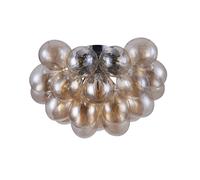 Plafoniera Contemporanea Baldo Metallo Nichel 8 Luci Diffusori Cognac