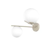 Plafoniera Contemporanea Boomerang Metallo Sabbia Vetro Bianco 2 Luci E27
