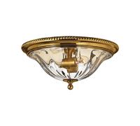Plafoniera Contemporanea Cambridge Ottone Brunito Vetro 2 Luci E27