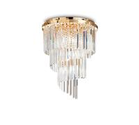 Plafoniera Contemporanea Carlton Metallo-Cristallo Oro 12 Luci E14