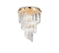 Plafoniera Contemporanea Carlton Metallo-Cristallo Oro 12 Luci E14