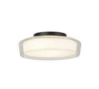 Plafoniera Contemporanea Disco Acciaio Nero Vetro Trasparente Led 14W 3000K