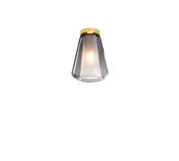 Plafoniera Contemporanea Double Skin Metallo Ottone Vetro Fumè 1 Luce E27