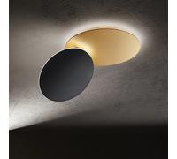 Plafoniera Drum in alluminio colore oro e nero a LED 43W 3440LM - 3000K biemissione rotazione e inclinazione 77cm