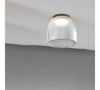 Plafoniera Contemporanea Drum Metallo Oro Vetro Bianco 1 Luce Led 16W Calda