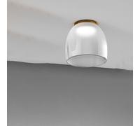 Plafoniera Contemporanea Drum Metallo Oro Vetro Bianco 1 Luce Led 16W Calda [EEK: A++]