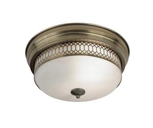 Plafoniera Contemporanea Edimburgo Acciaio Ottone Vetro Bianco 2 Luci E27