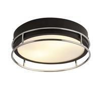 Plafoniera Contemporanea Fenice Acciaio Nero E Cromo Vetro 2 Luci E14 30Cm