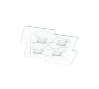 Top Light Plafoniera Focus Contemporanea Metallo bianco vetro 4 luci GX53