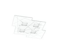 Plafoniera Contemporanea Focus Metallo Bianco Vetro 4 Luci Gx53