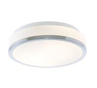 Plafoniera Contemporanea Formaggio Acciaio Cromo Vetro Bianco 1 Luce E27 28Cm