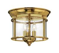 Plafoniera Contemporanea Gentry Ottone Lucido Vetro 3 Luci E14