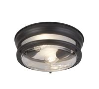 Searchlight Plafoniera Glasgow con paralume in vetro, IP44 nero Searchlight