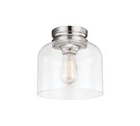 Plafoniera Contemporanea Hounslow Acciaio Nichel Lucido Vetro 1 Luce E27