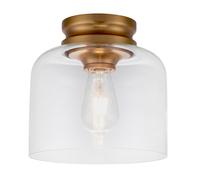 Plafoniera Contemporanea Hounslow Acciaio Ottone Brunito Vetro 1 Luce E27