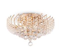 Plafoniera Contemporanea Karolina Metallo Oro 6 Luci Pendente In Cristallo