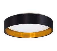 Eglo LED lampada da soffitto Maserlo 2, luce da soffitto tessile, illuminazione da soggiorno in tessuto color oro e nero, plastica bianca, illuminante bianco caldo, Ø 38 cm