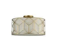 Plafoniera Contemporanea Messina Metallo Oro 3 Luci Diffusore Lino Su Pvc