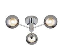 Searchlight Plafoniera Oscar, cromo/fumo, vetro, a 3 luci, G9 Searchlight