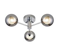 Searchlight Plafoniera Oscar, cromo/fumo, vetro, a 3 luci, G9 Searchlight