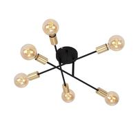 Plafoniera Contemporanea Pale Metallo Nero Oro Spazzolato 6 Luci Luci E27